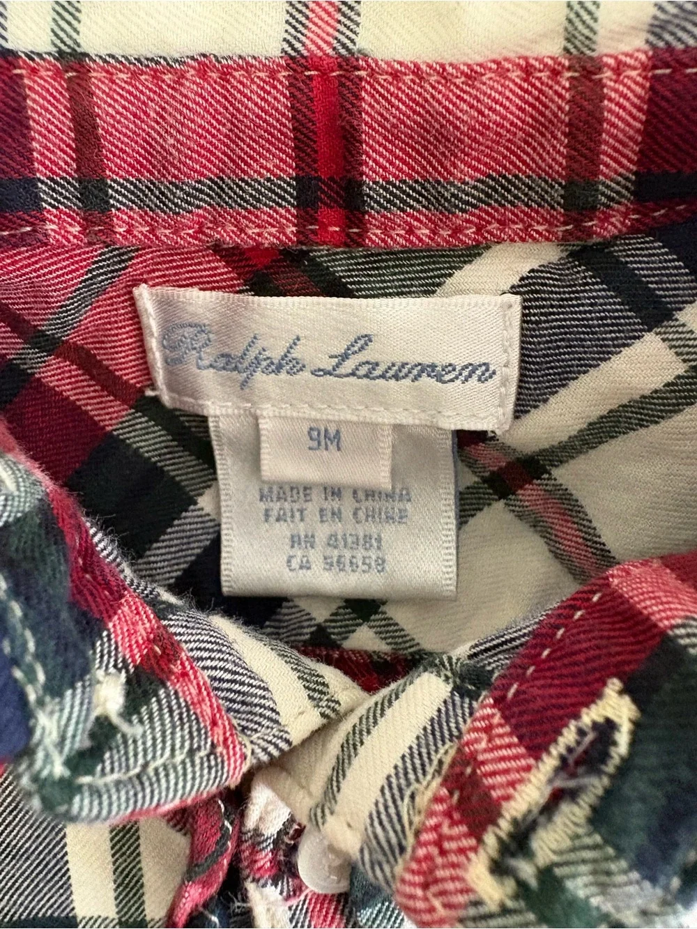Vintage Ralph Lauren Holiday Plaid Baby Dress 9M